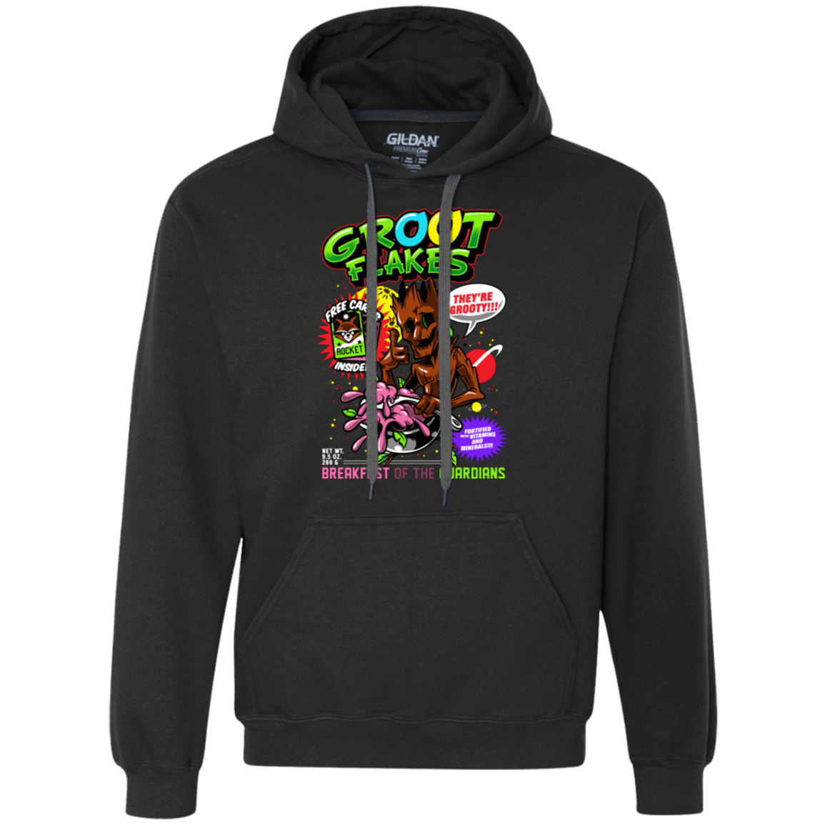 Sweatshirts Black / Small Groot Flakes Premium Fleece Hoodie