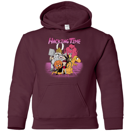 Sweatshirts Maroon / YS HACKING TIME Youth Hoodie