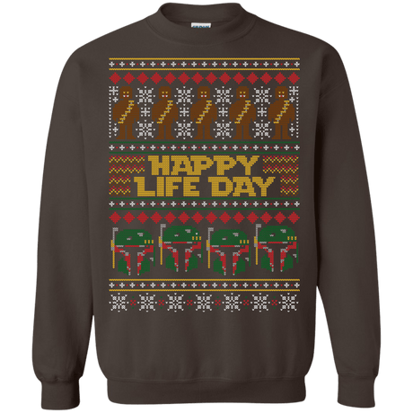 Sweatshirts Dark Chocolate / Small Happy Life Day Crewneck Sweatshirt