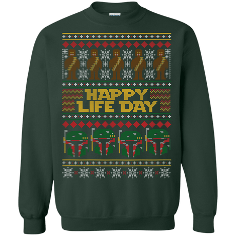 Sweatshirts Forest Green / Small Happy Life Day Crewneck Sweatshirt