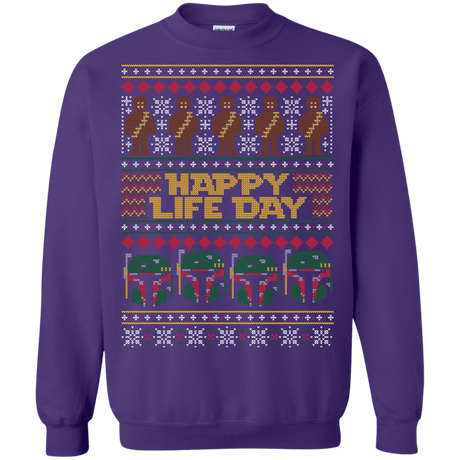 Sweatshirts Purple / Small Happy Life Day Crewneck Sweatshirt