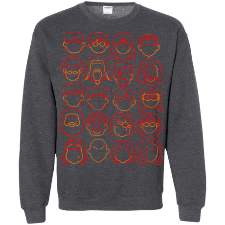 Sweatshirts Dark Heather / Small Harry Potter line heads Crewneck Sweatshirt