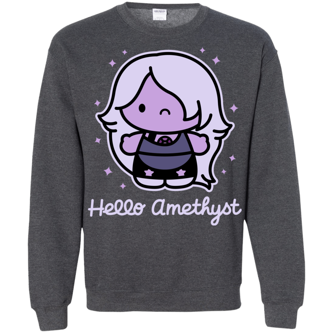 Sweatshirts Dark Heather / S Hello Amethyst Crewneck Sweatshirt