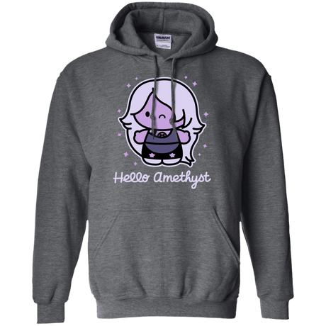 Sweatshirts Dark Heather / S Hello Amethyst Pullover Hoodie