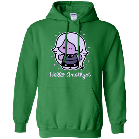 Sweatshirts Irish Green / S Hello Amethyst Pullover Hoodie