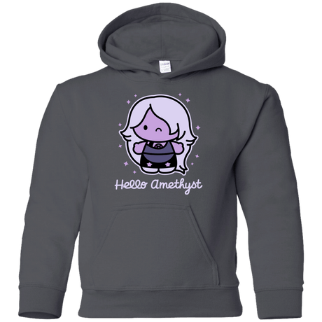 Sweatshirts Charcoal / YS Hello Amethyst Youth Hoodie