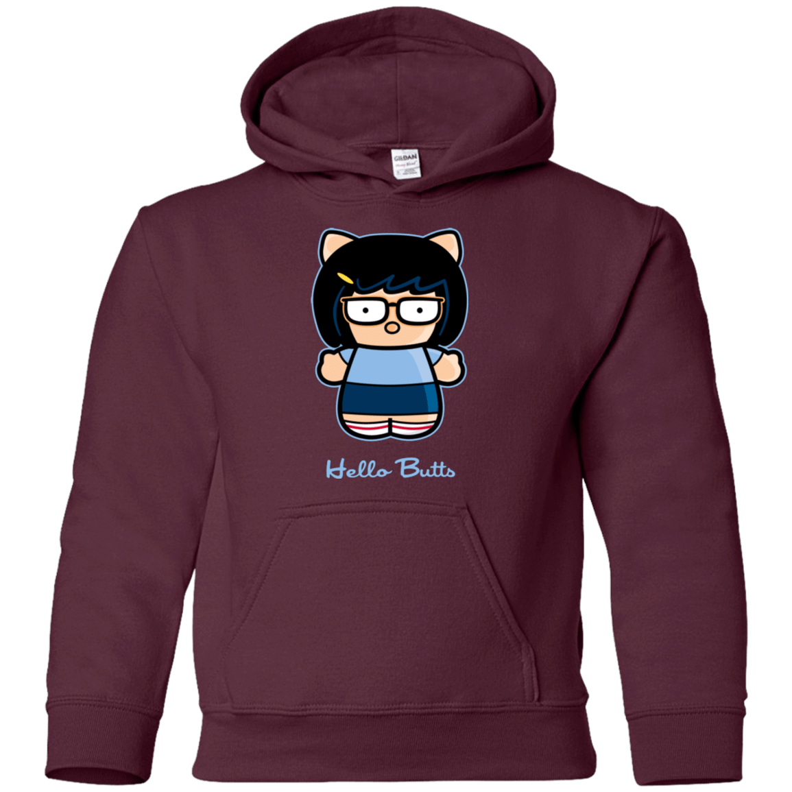 Sweatshirts Maroon / YS Hello Butts Youth Hoodie