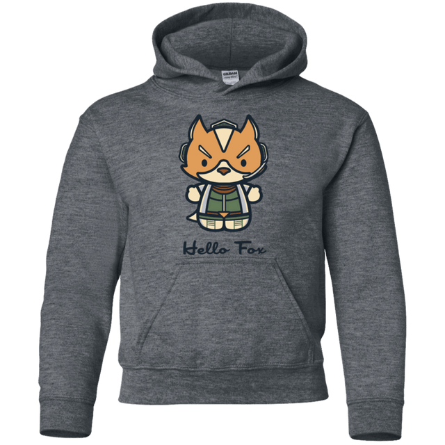 Sweatshirts Dark Heather / YS Hello Fox Youth Hoodie