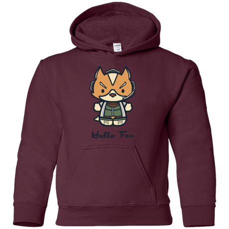 Sweatshirts Maroon / YS Hello Fox Youth Hoodie