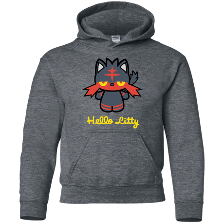 Sweatshirts Dark Heather / YS Hello Litty Youth Hoodie