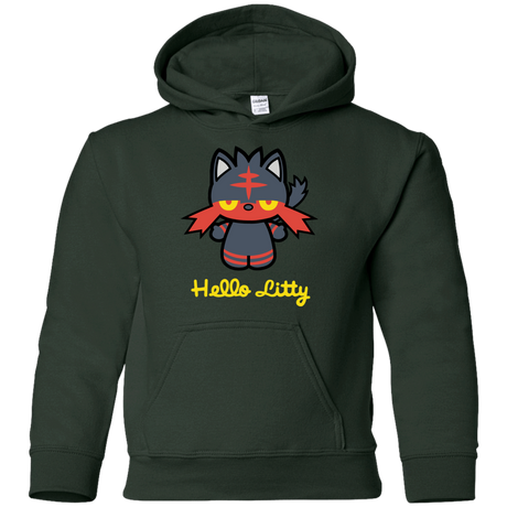 Sweatshirts Forest Green / YS Hello Litty Youth Hoodie