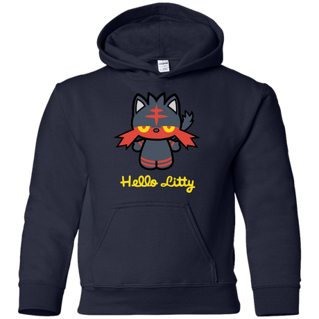 Sweatshirts Navy / YS Hello Litty Youth Hoodie