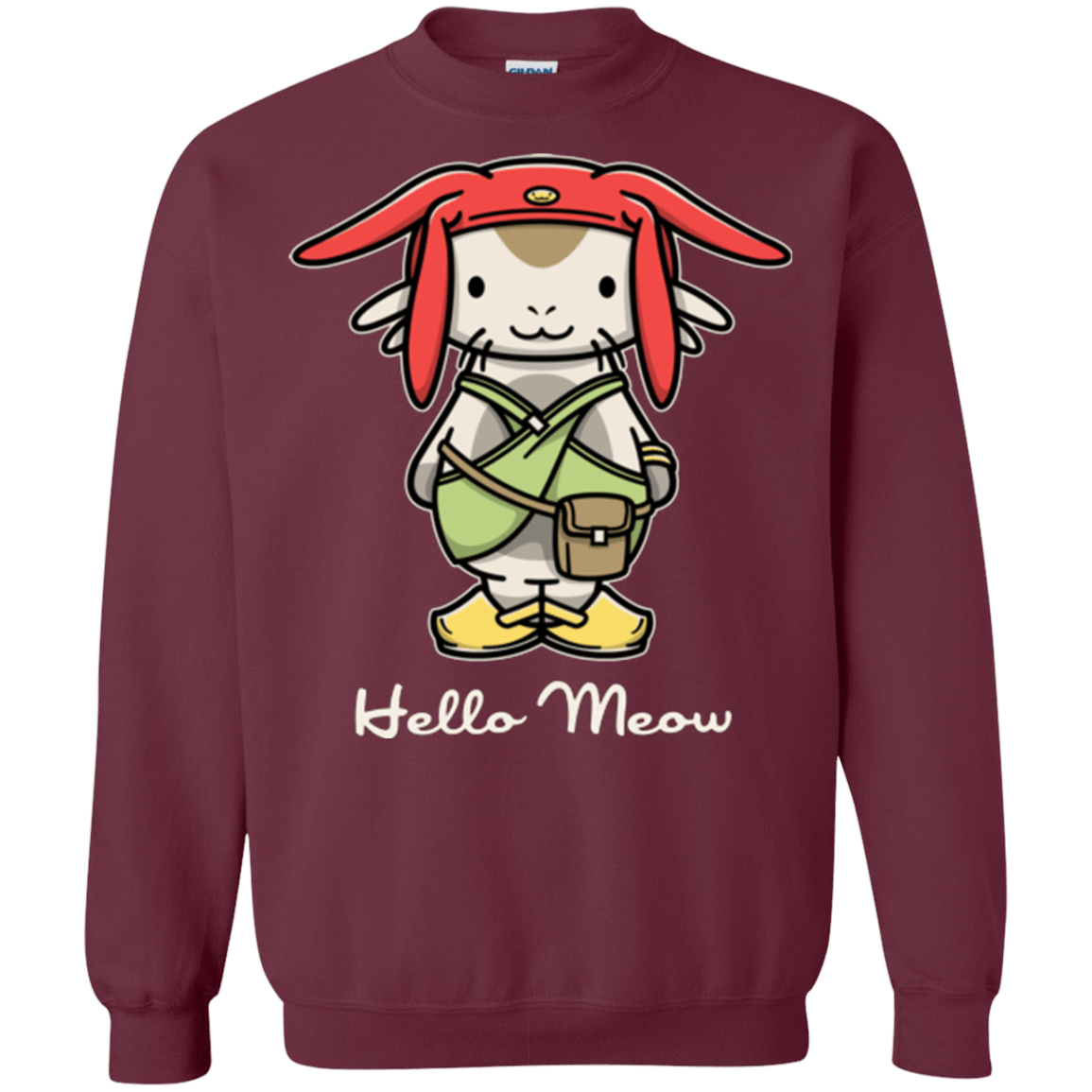 Sweatshirts Maroon / Small HELLO MEOW Crewneck Sweatshirt
