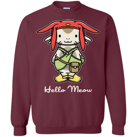 Sweatshirts Maroon / Small HELLO MEOW Crewneck Sweatshirt