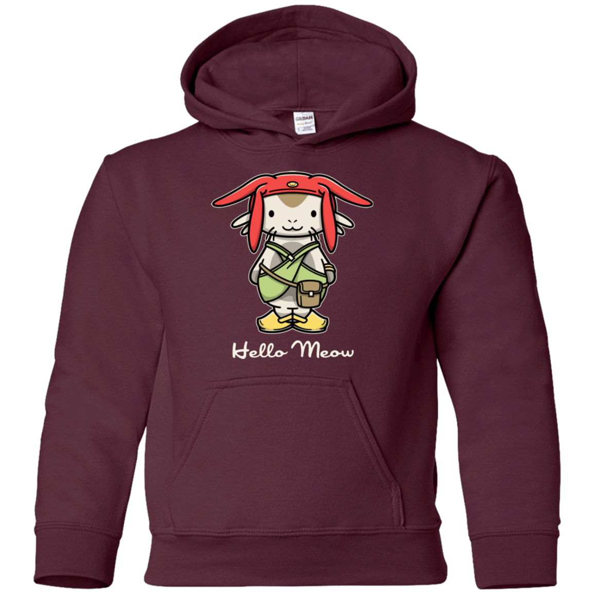 Sweatshirts Maroon / YS HELLO MEOW Youth Hoodie