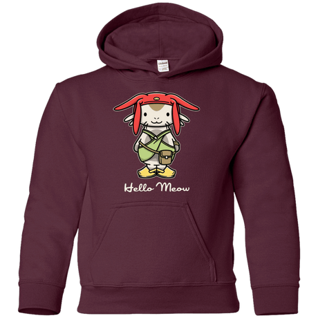 Sweatshirts Maroon / YS HELLO MEOW Youth Hoodie