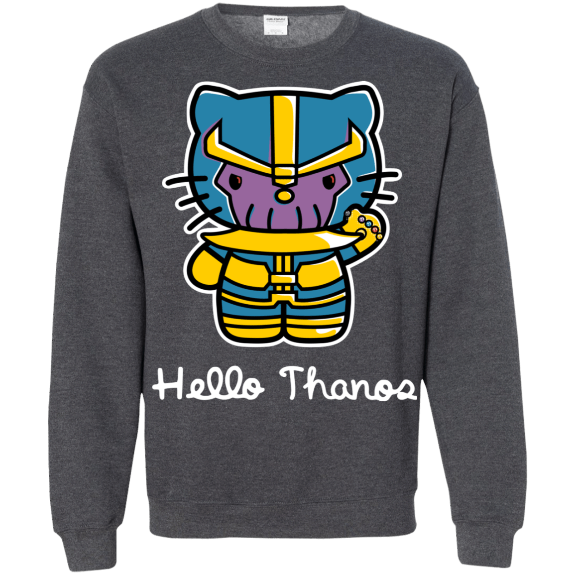 Sweatshirts Dark Heather / S Hello Thanos Crewneck Sweatshirt