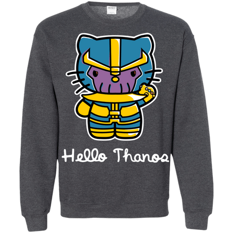 Sweatshirts Dark Heather / S Hello Thanos Crewneck Sweatshirt