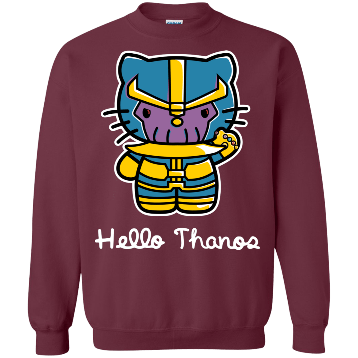 Sweatshirts Maroon / S Hello Thanos Crewneck Sweatshirt