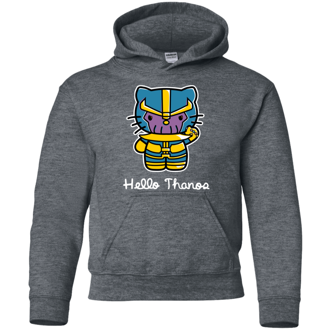 Sweatshirts Dark Heather / YS Hello Thanos Youth Hoodie