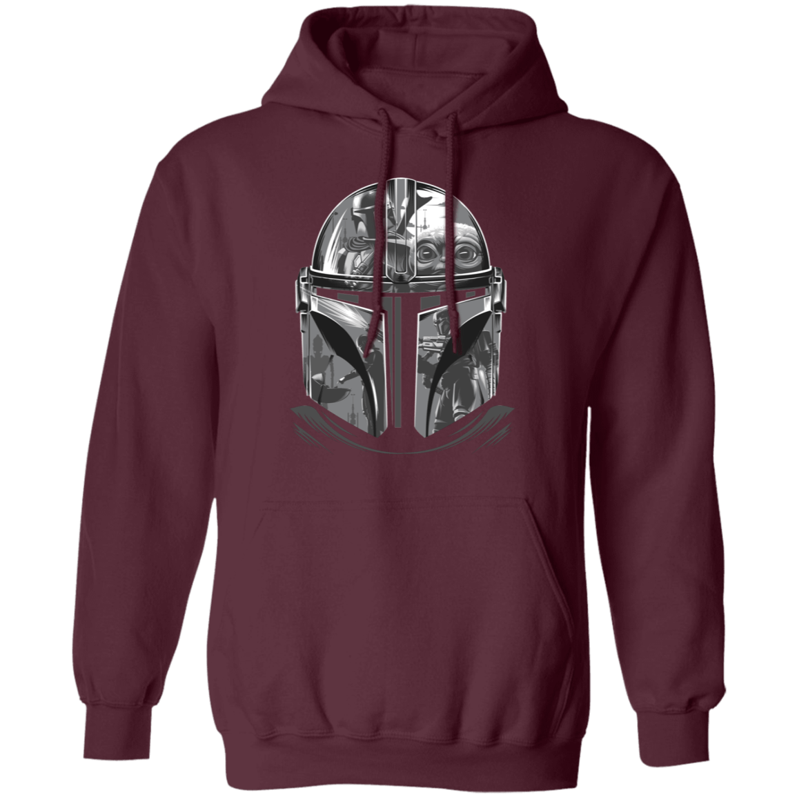Sweatshirts Maroon / S Helmet Mandalorian Pullover Hoodie