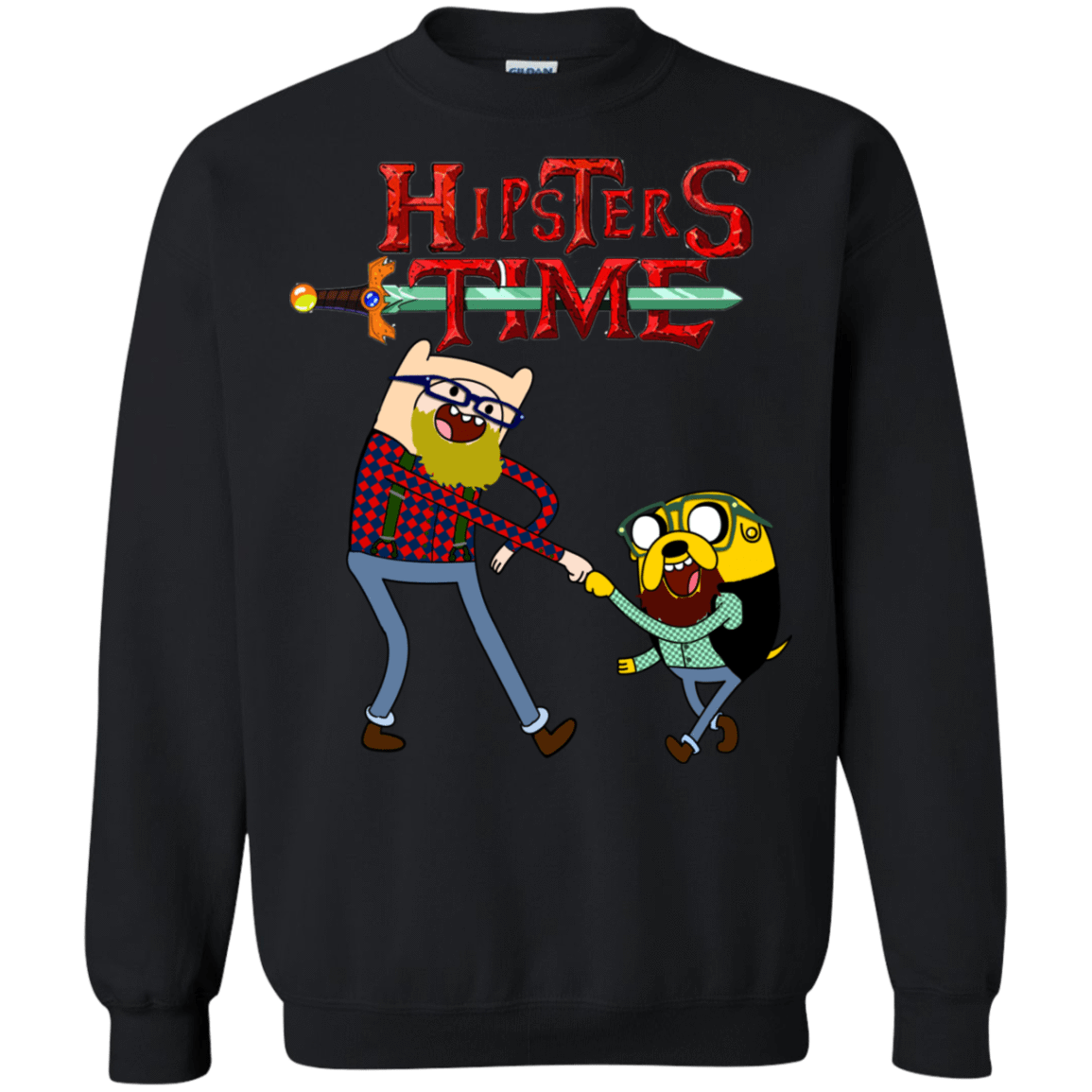 Sweatshirts Black / S Hipsters Time Crewneck Sweatshirt