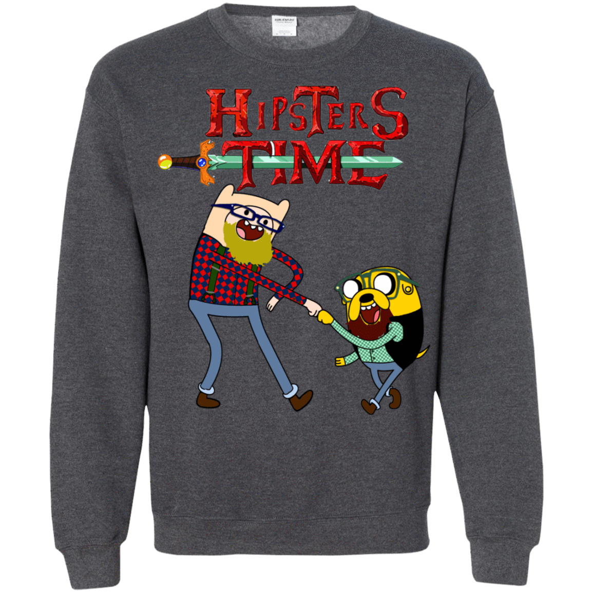 Sweatshirts Dark Heather / S Hipsters Time Crewneck Sweatshirt
