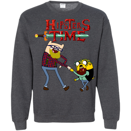 Sweatshirts Dark Heather / S Hipsters Time Crewneck Sweatshirt