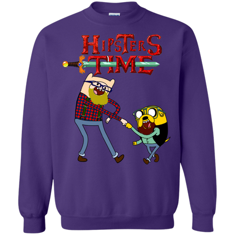 Sweatshirts Purple / S Hipsters Time Crewneck Sweatshirt