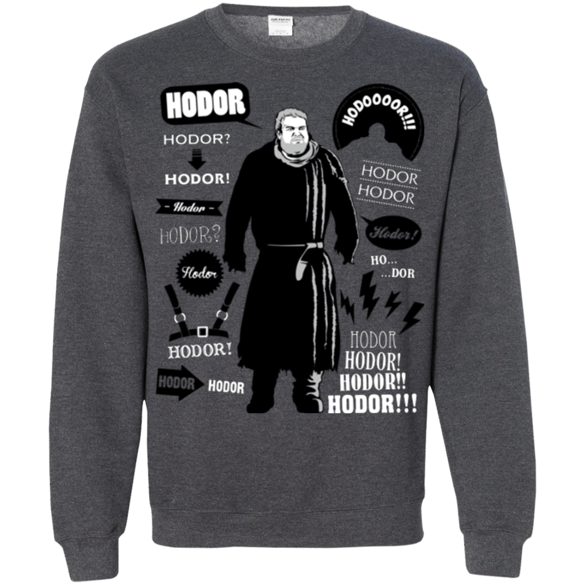 Sweatshirts Dark Heather / Small Hodor Famous Quotes Crewneck Sweatshirt
