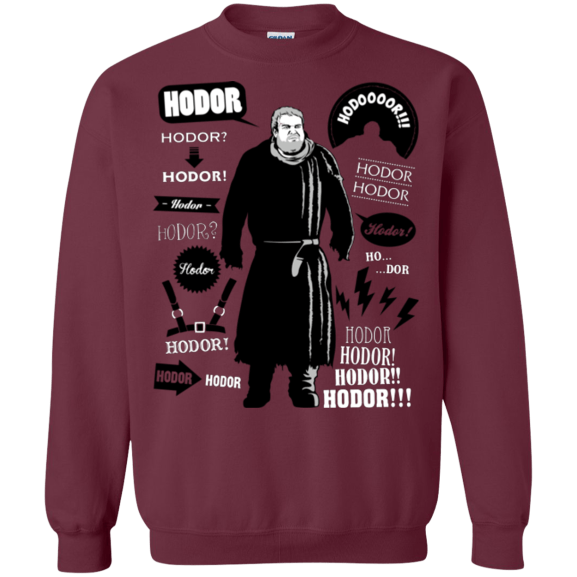 Sweatshirts Maroon / Small Hodor Famous Quotes Crewneck Sweatshirt