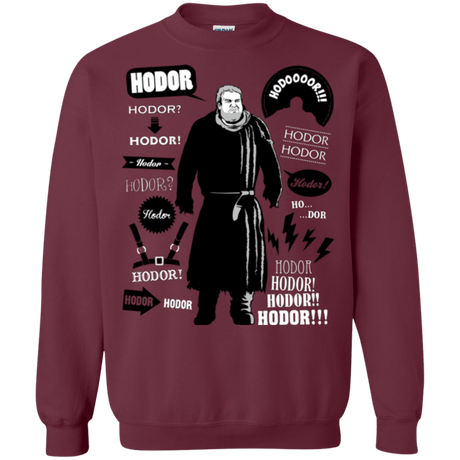 Sweatshirts Maroon / Small Hodor Famous Quotes Crewneck Sweatshirt