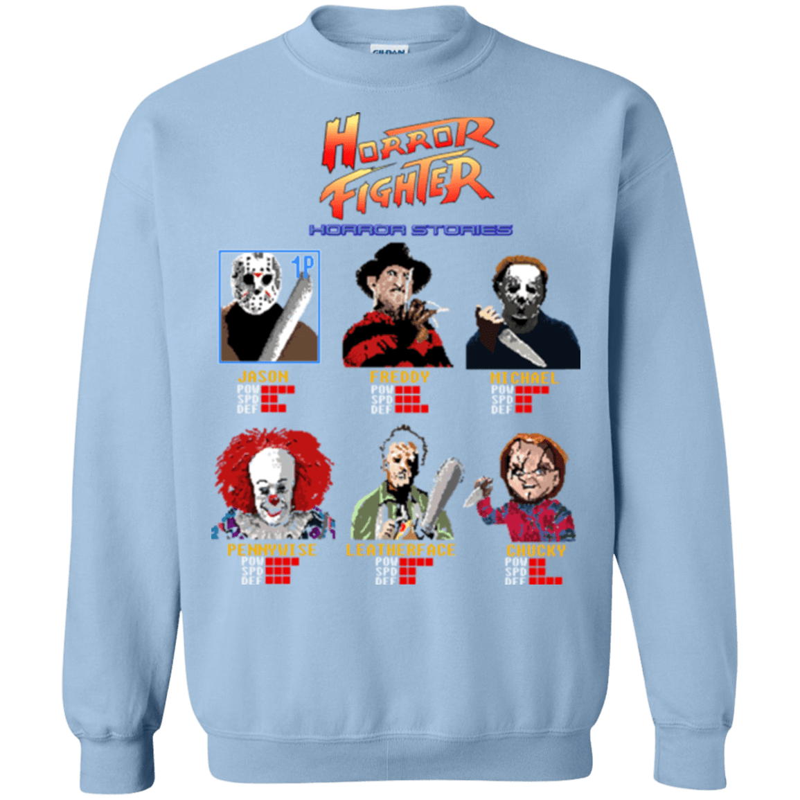 Sweatshirts Light Blue / Small Horror Fighter Crewneck Sweatshirt