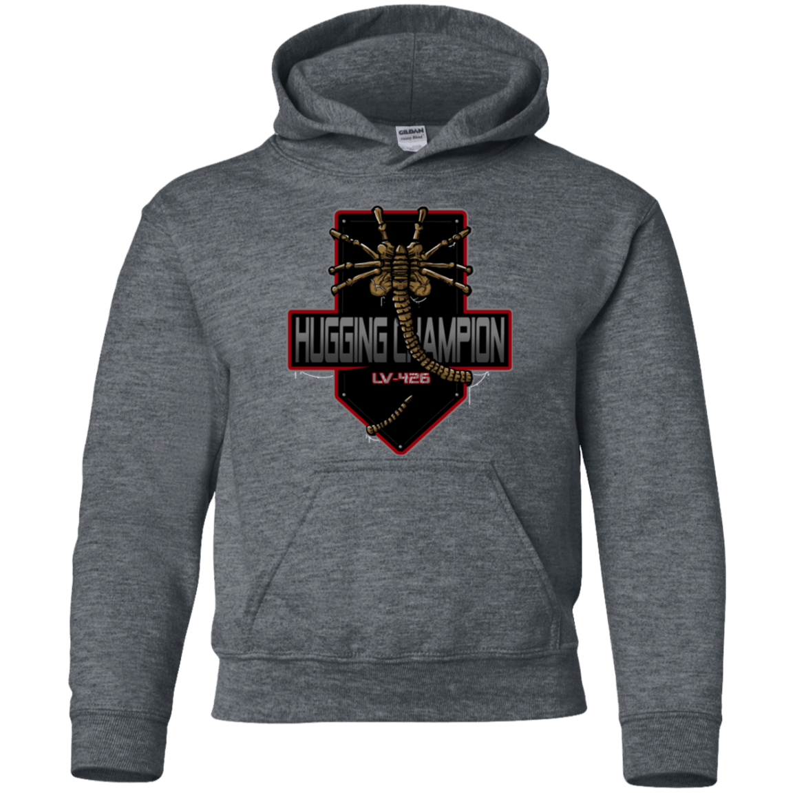 Sweatshirts Dark Heather / YS Hugging Champ Youth Hoodie