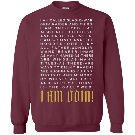 Sweatshirts Maroon / Small I am Odin Crewneck Sweatshirt