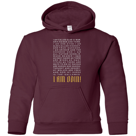 Sweatshirts Maroon / YS I am Odin Youth Hoodie