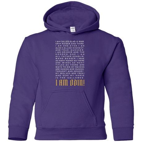 Sweatshirts Purple / YS I am Odin Youth Hoodie