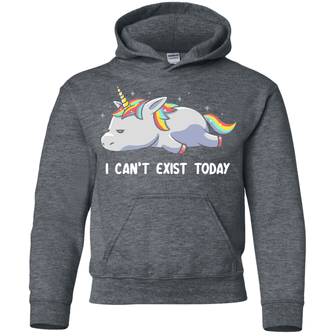 Sweatshirts Dark Heather / YS I Can't Exist Today Youth Hoodie