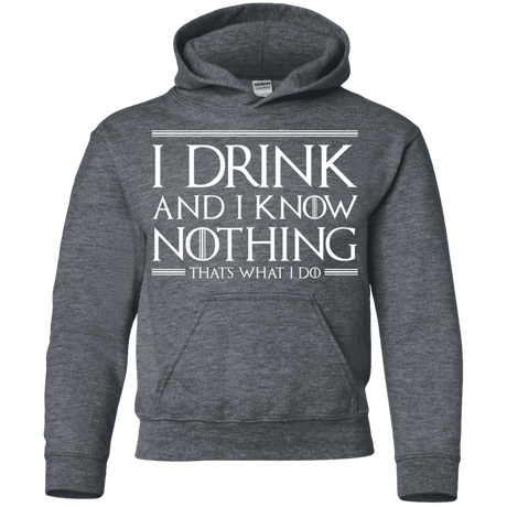 Sweatshirts Dark Heather / YS I Drink & I Know Nothing Youth Hoodie