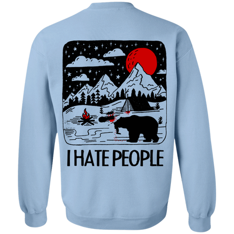 Sweatshirts Light Blue / S I Hate People Back Printed Crewneck Sweatshirt