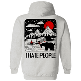 Sweatshirts Ash / S I Hate People Back Printed Pullover Hoodie