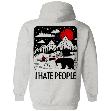 Sweatshirts Ash / S I Hate People Back Printed Pullover Hoodie