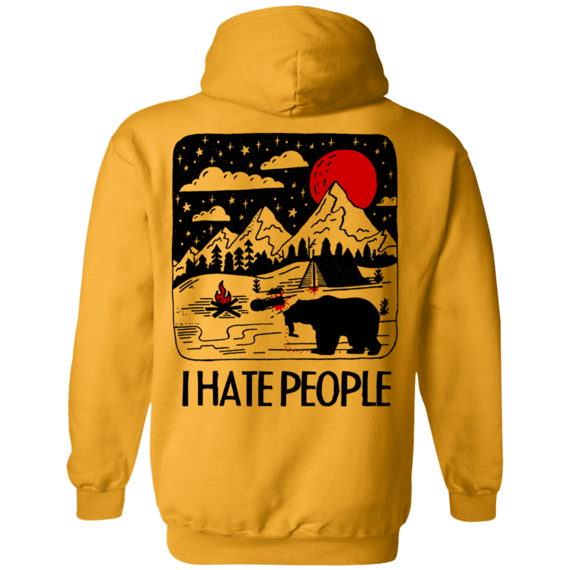 Sweatshirts Gold / S I Hate People Back Printed Pullover Hoodie