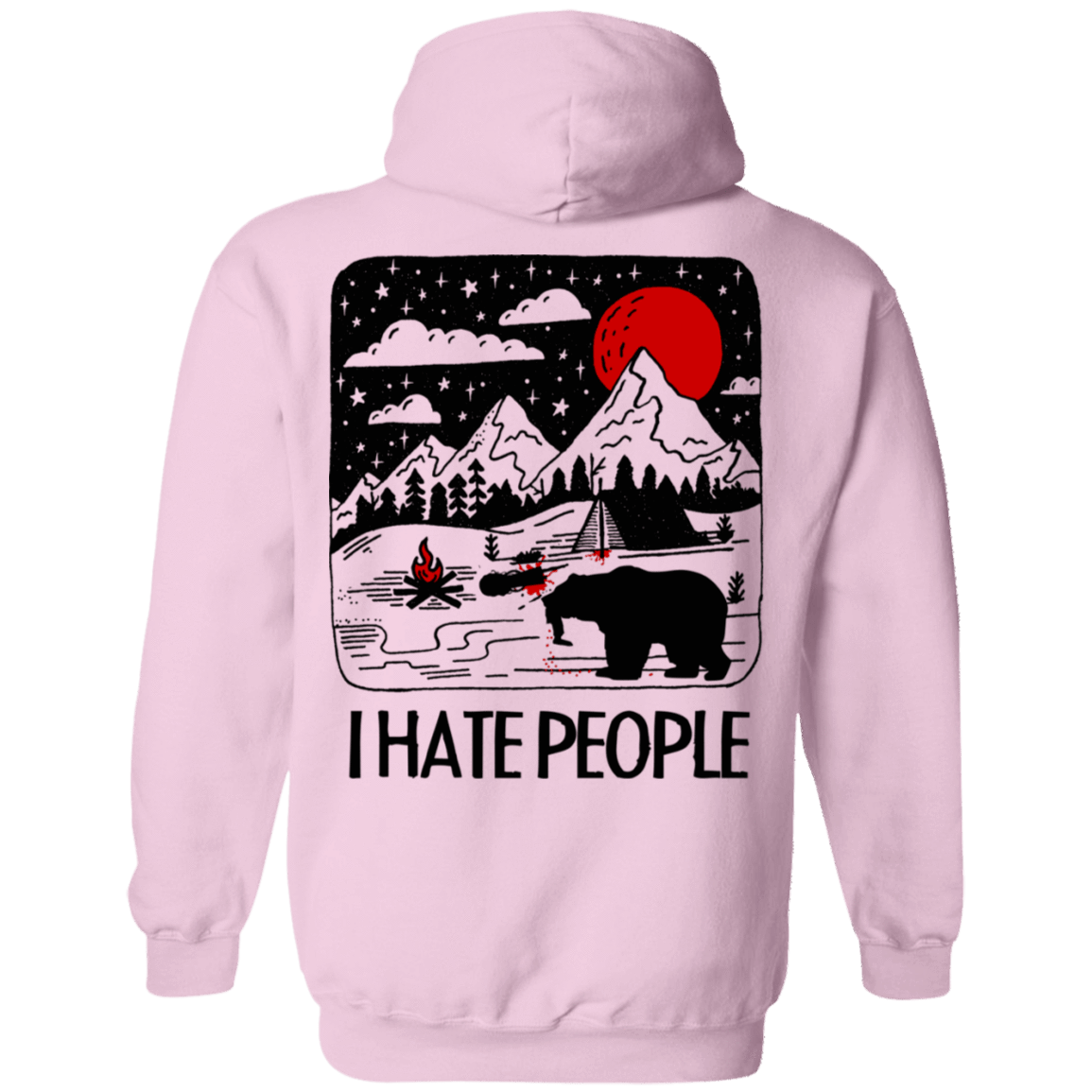 Sweatshirts Light Pink / S I Hate People Back Printed Pullover Hoodie