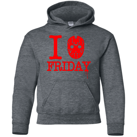 Sweatshirts Dark Heather / YS I Love Friday Youth Hoodie
