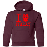 Sweatshirts Maroon / YS I Love Friday Youth Hoodie