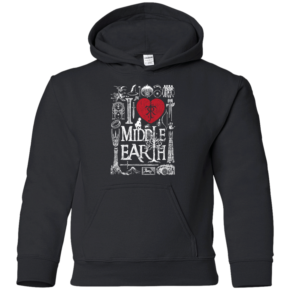Sweatshirts Black / YS I Love Middle Earth Youth Hoodie