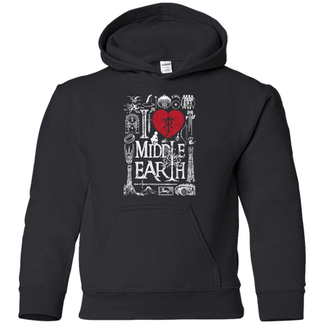 Sweatshirts Black / YS I Love Middle Earth Youth Hoodie