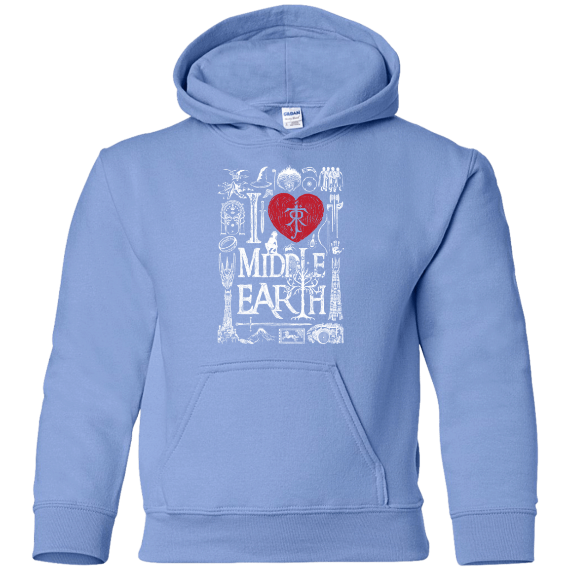 Sweatshirts Carolina Blue / YS I Love Middle Earth Youth Hoodie