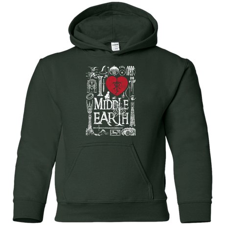 Sweatshirts Forest Green / YS I Love Middle Earth Youth Hoodie